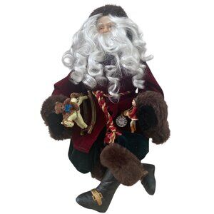 San Francisco Music Box Company burgundy Father Xmas Santa Claus Music Windup